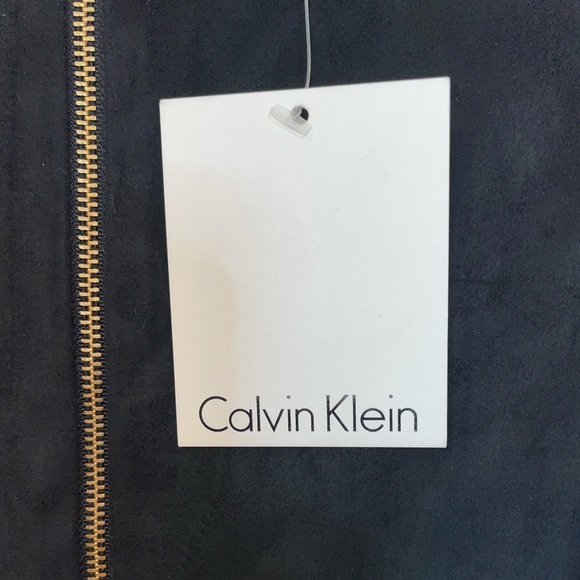 NWT Calvin Klein Black Suede Fringe Dress - Picture 2 of 10